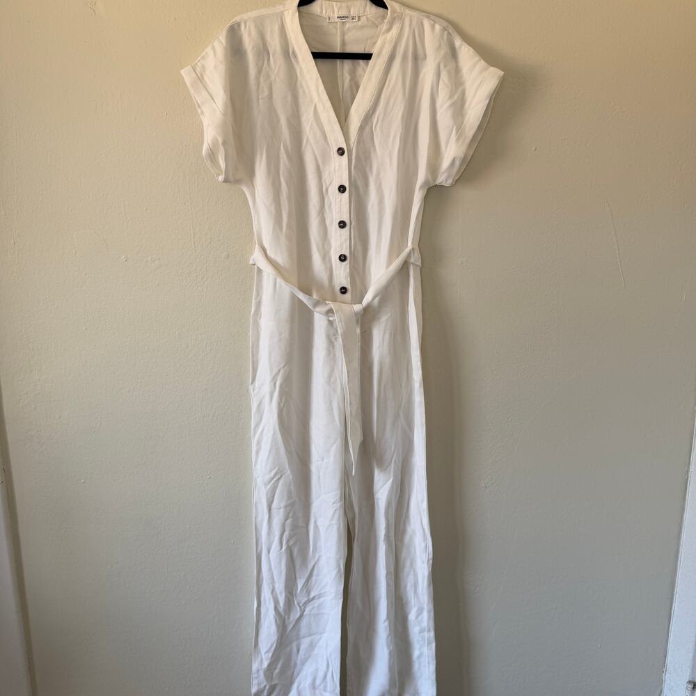 Mango white short sleeve jumpsuit